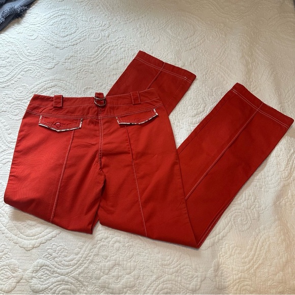 Oruola Wide Leg Low Rise Pants. Size: 32. Color: Orange. - Picture 6 of 8